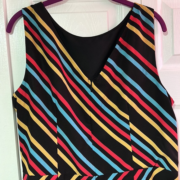 Chevron striped black multicolored sleeveless dress eshakti - Picture 4 of 7